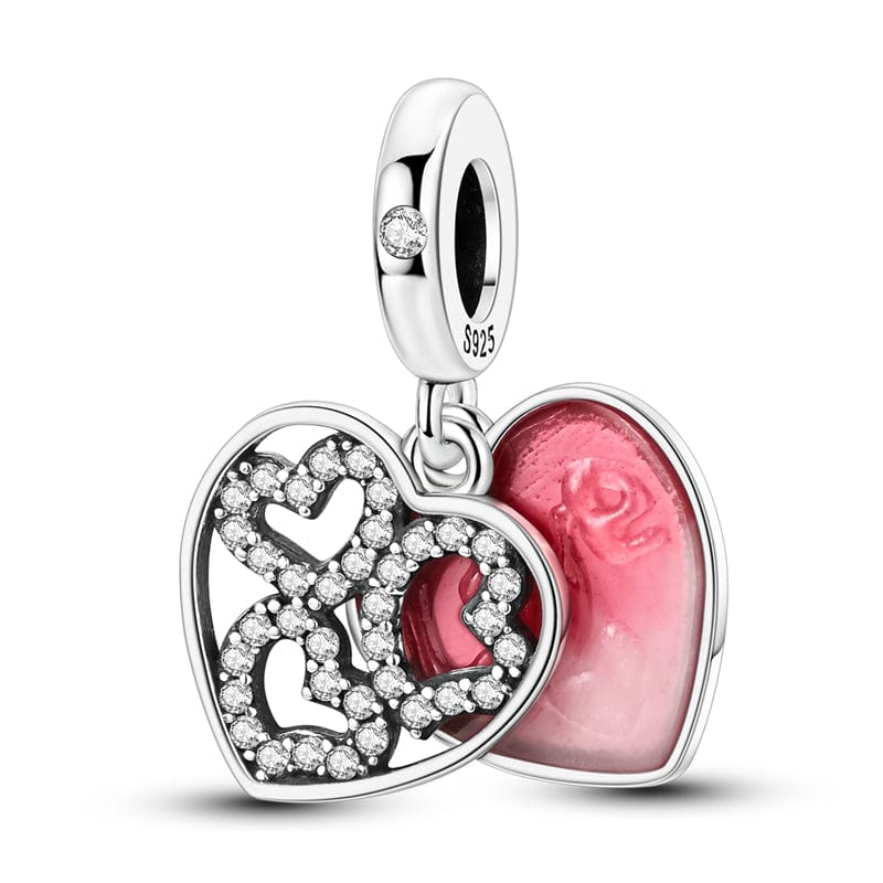 Pangama Jewelry Charm Romantic Rose Heart Charm