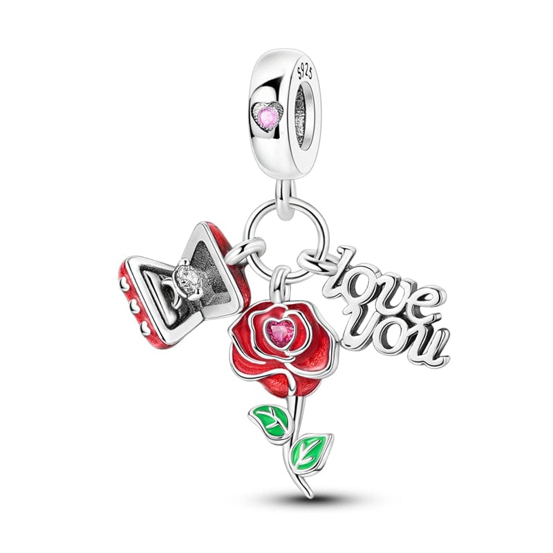 Pangama Jewelry Charm Rose & Love You Message Charm