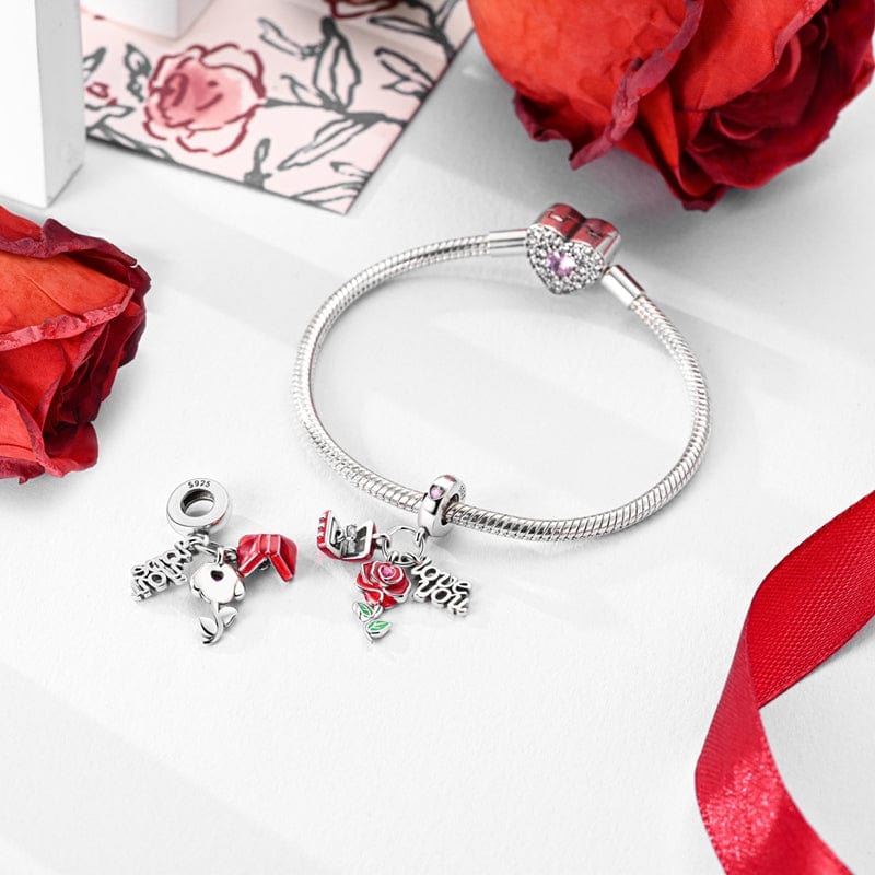 Pangama Jewelry Charm Rose & Love You Message Charm