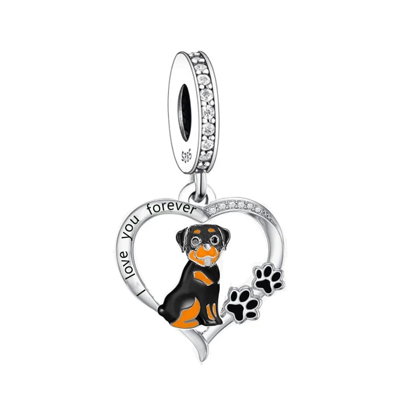 Pangama Jewelry Charm Rottweiler Forever Love Heart Charm