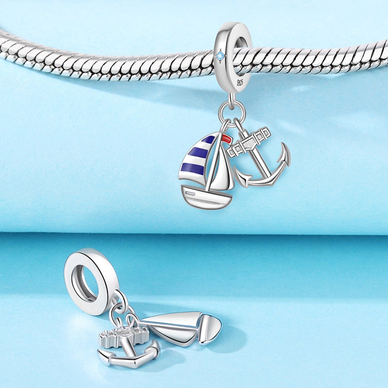 Pangama Jewelry Charm Sailboat & Anchor Dangle Charm