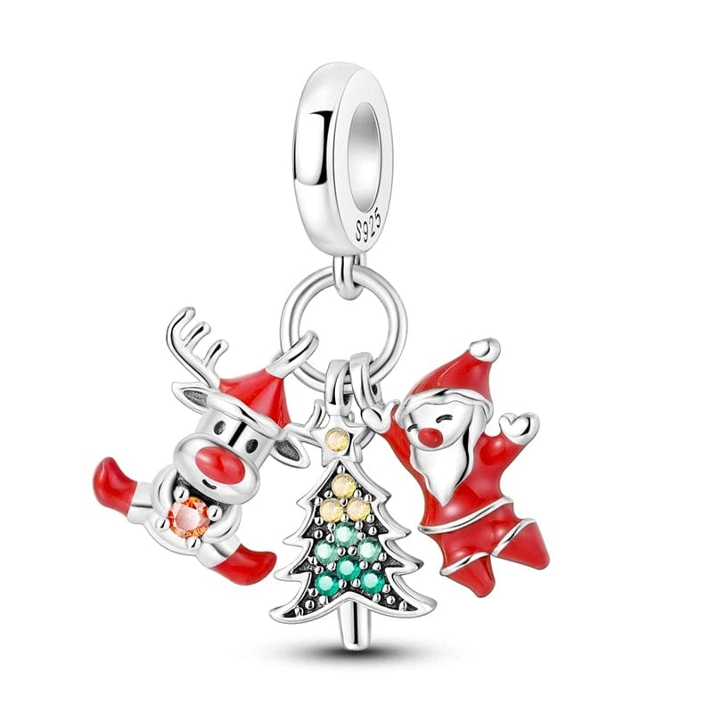 Pangama Jewelry Charm Santa, Reindeer & Christmas Tree Triple Dangle Charm