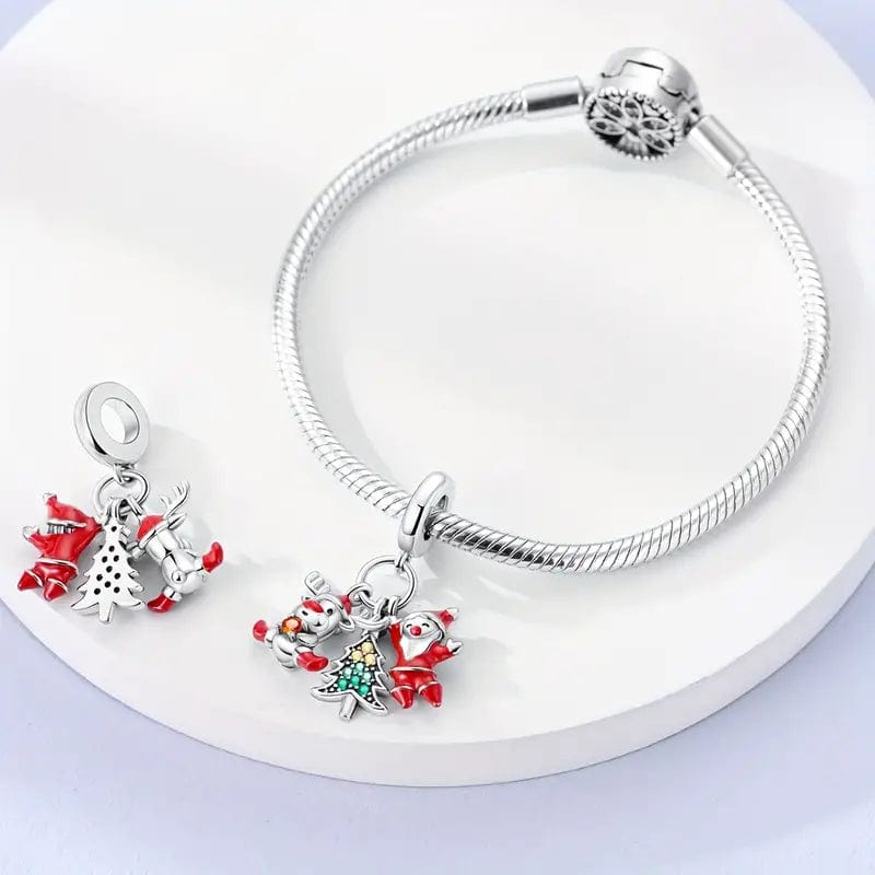 Pangama Jewelry Charm Santa, Reindeer & Christmas Tree Triple Dangle Charm