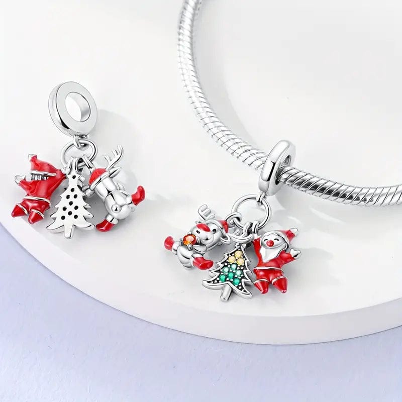 Pangama Jewelry Charm Santa, Reindeer & Christmas Tree Triple Dangle Charm