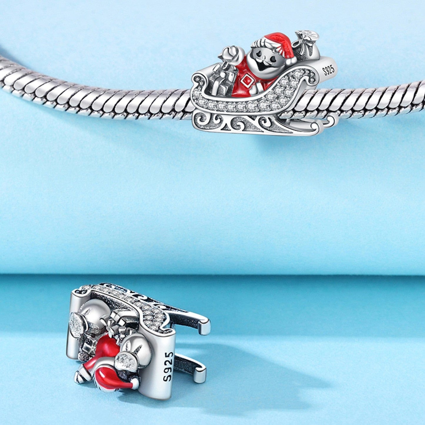 Pangama Jewelry Charm Santa’s Christmas Sparkling Sleigh Charm