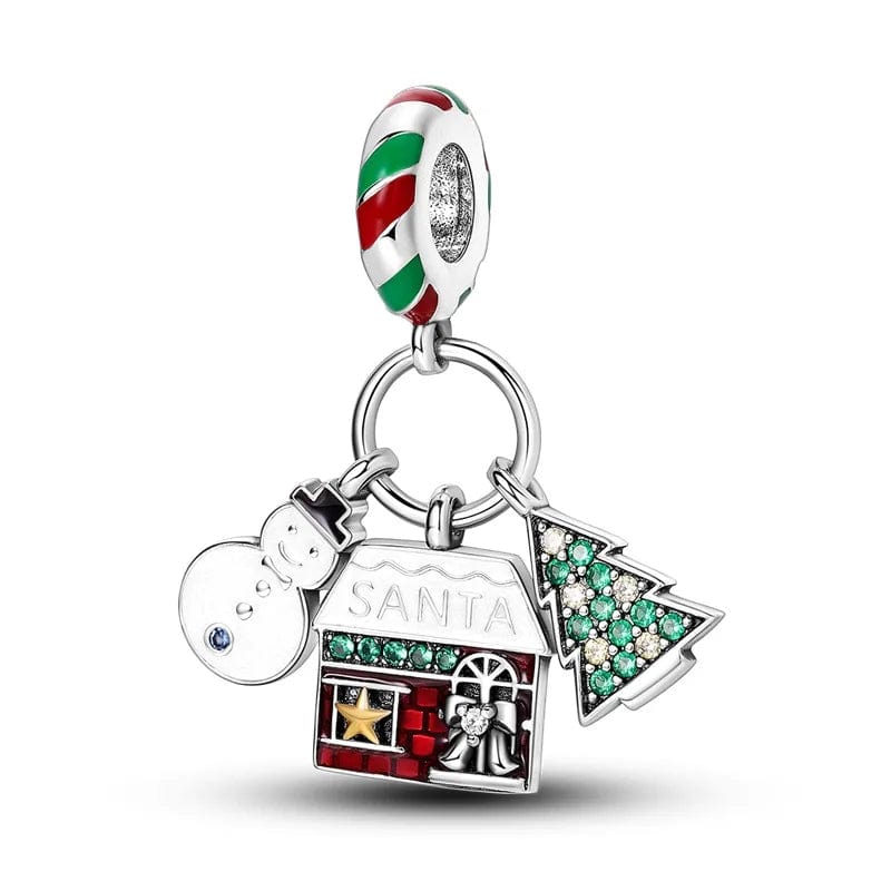 Pangama Jewelry Charm Santa's Workshop and Snowman Charm