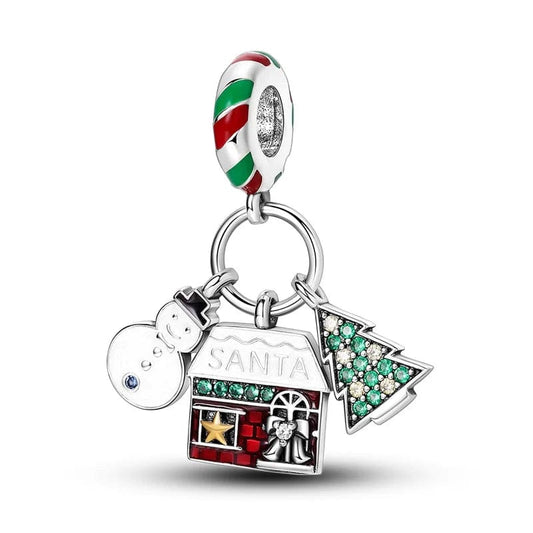 Pangama Jewelry Charm Santa's Workshop and Snowman Charm