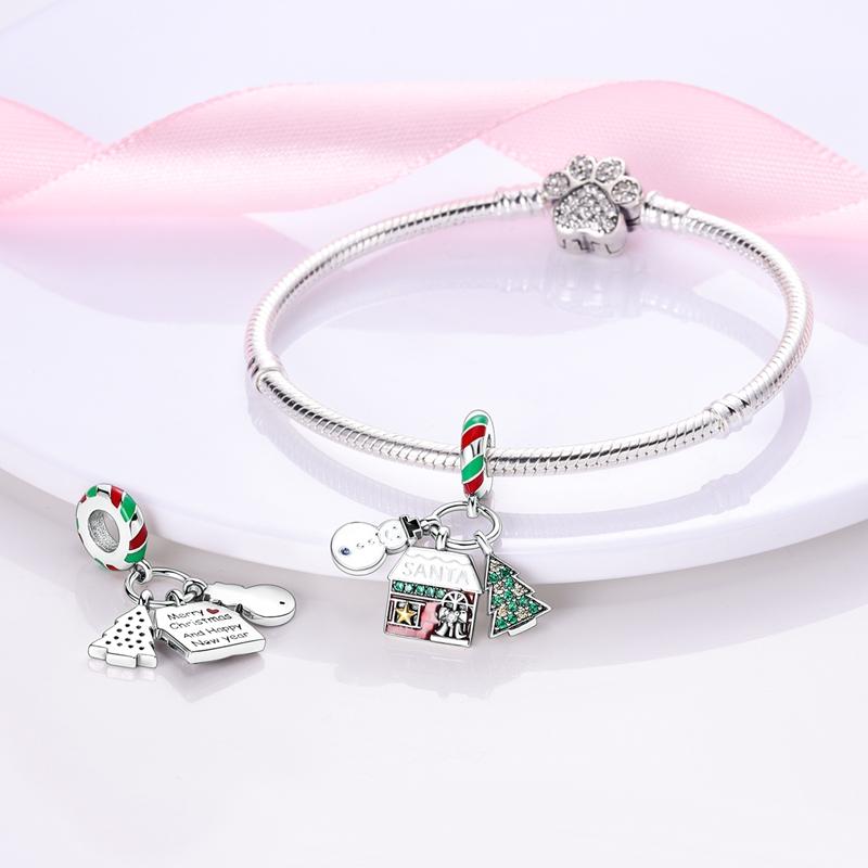 Pangama Jewelry Charm Santa's Workshop and Snowman Charm