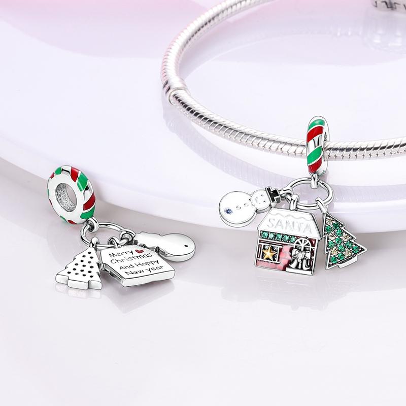 Pangama Jewelry Charm Santa's Workshop and Snowman Charm