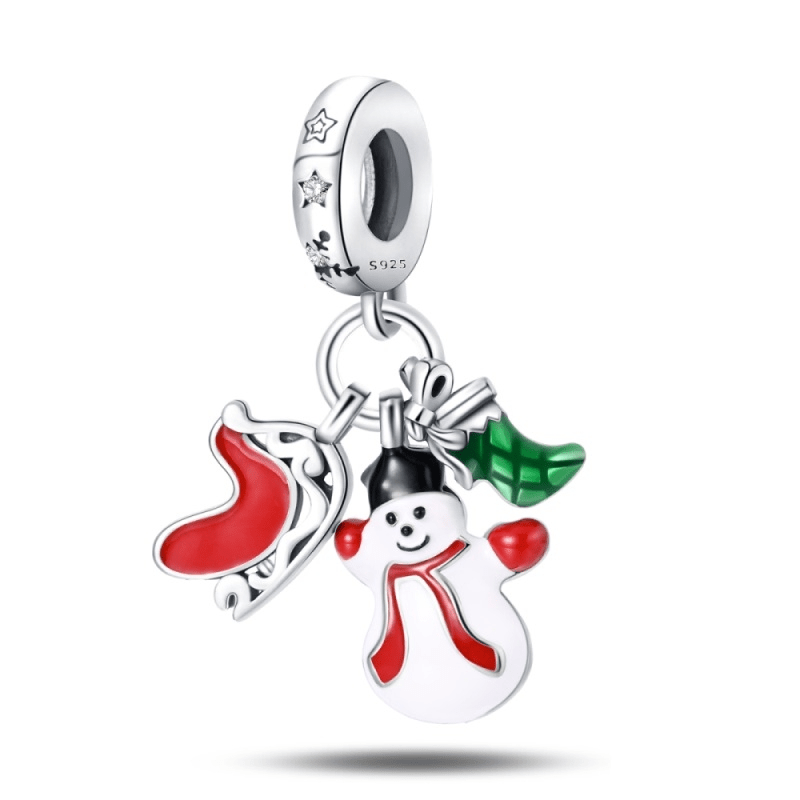 Pangama Jewelry Charm Santa Sleigh, Snowman & Stocking Dangle Charm