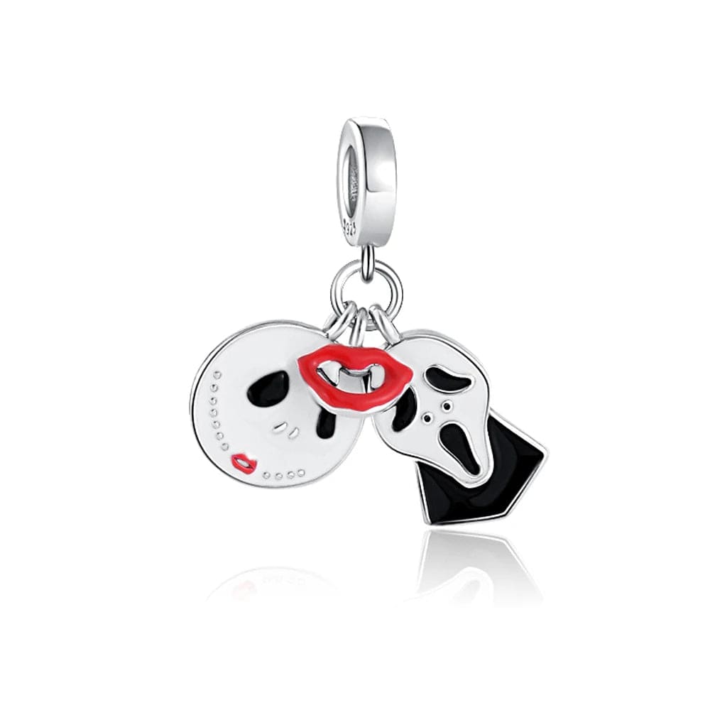 Pangama Jewelry Charm Scream and Love, Horror Mask Charm with a Kiss