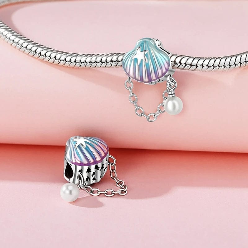 Pangama Jewelry Charm Sea Clam & Chain Pearl Dangle Charm