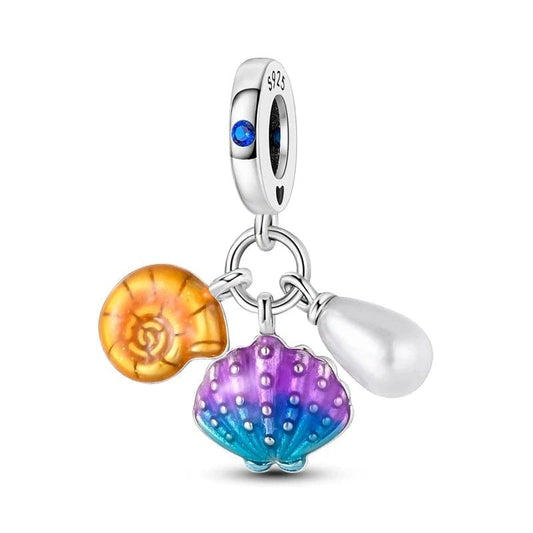 Pangama Jewelry Charm Sea Shell, Clam & Pearl Triple Dangle Charm