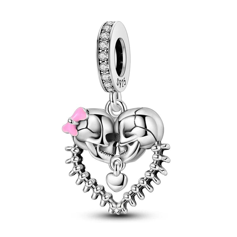 Pangama Jewelry Charm Skeletons Love Heart Dangle Charm