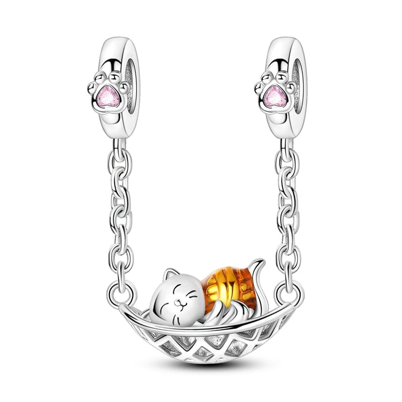 Pangama Jewelry Charm Sleeping Kitty Safety Chain