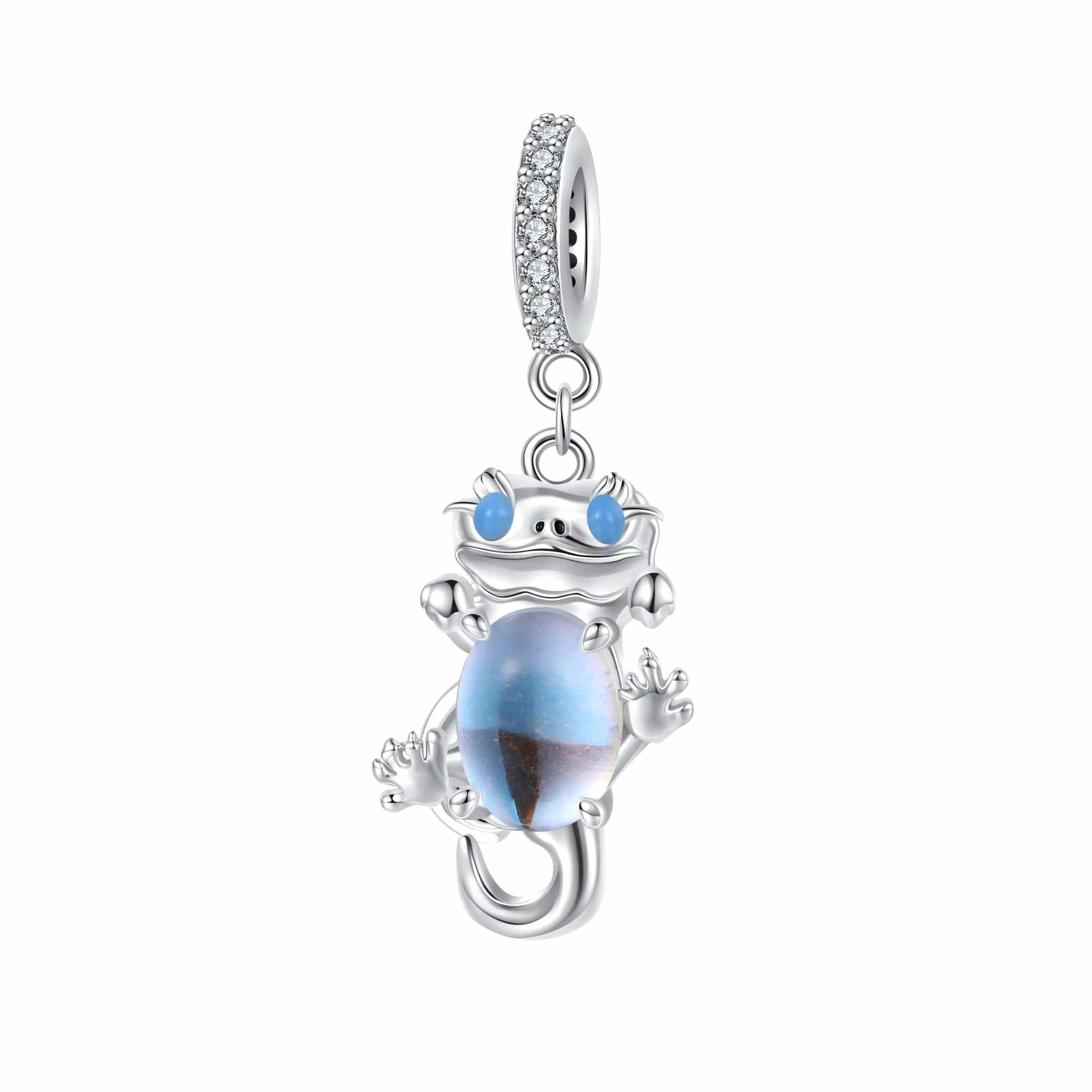 Pangama Jewelry Charm Smiling Lizard with Gemstone Belly Dangle Charm