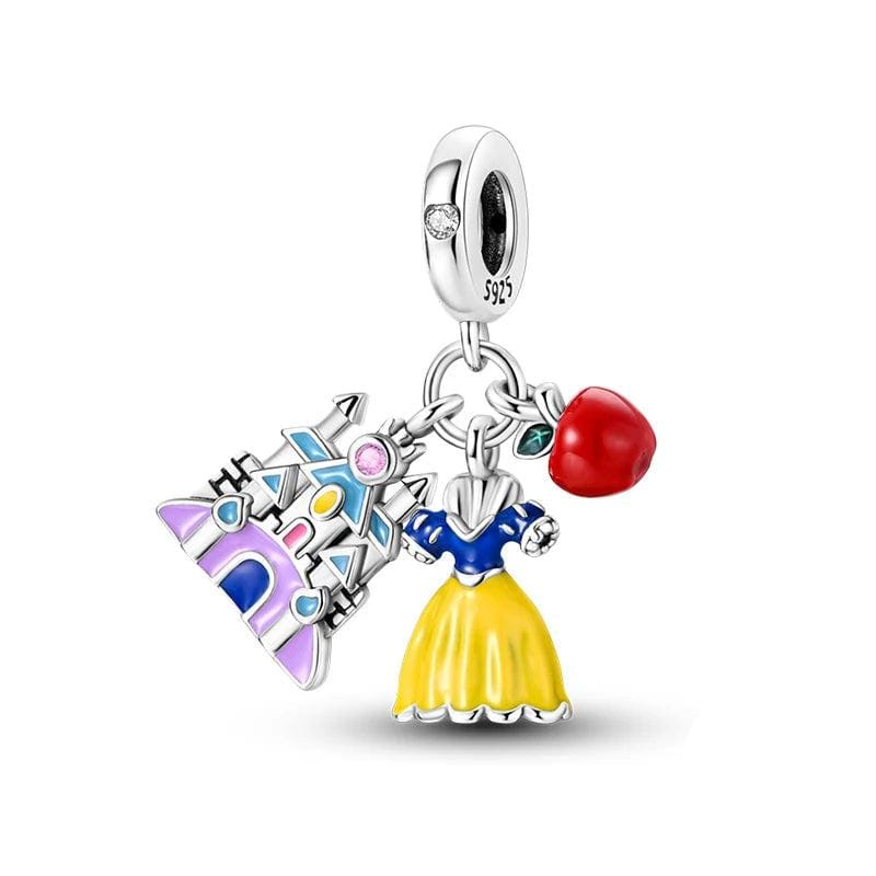 Pangama Jewelry Charm Snow White Dress, Apple & Castle Triple Dangle Charm