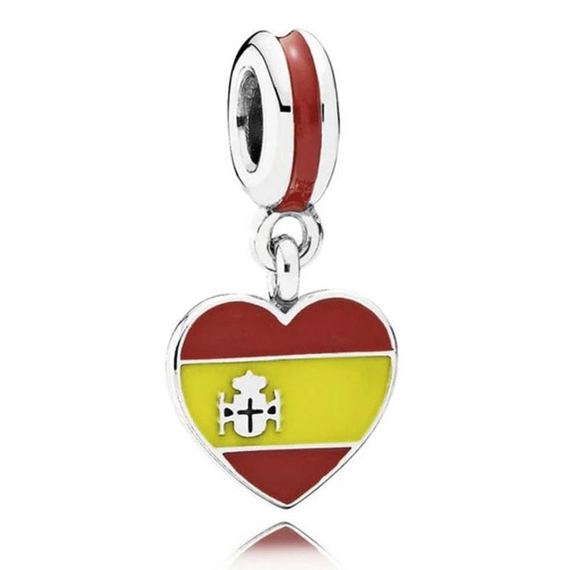 Pangama Jewelry Charm Spain Heart Flag Dangle Charm