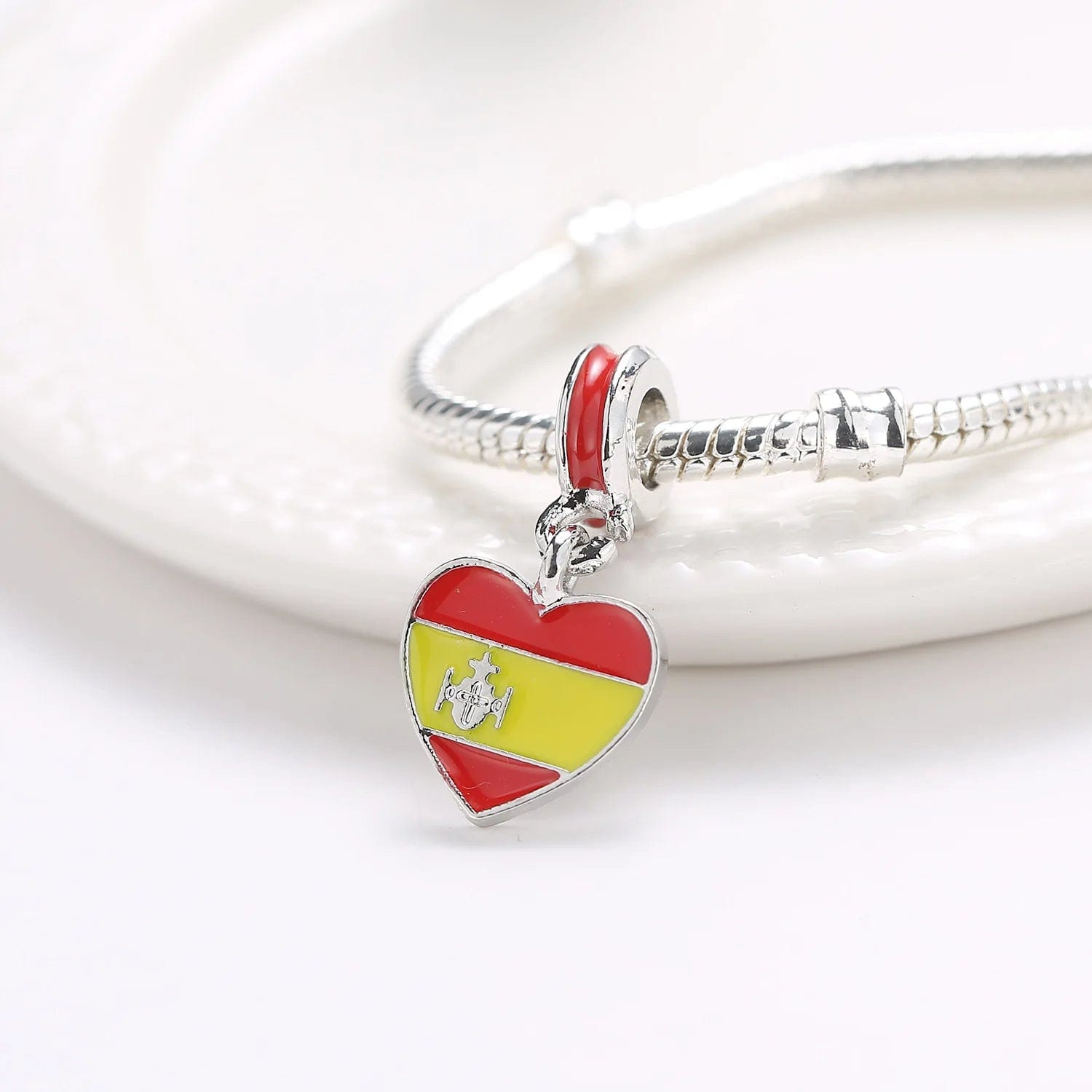 Pangama Jewelry Charm Spain Heart Flag Dangle Charm