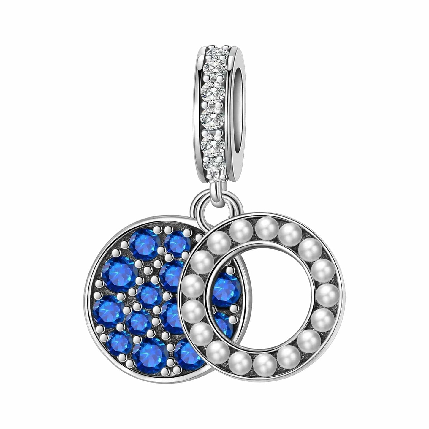 Pangama Jewelry Charm Sparkling Blue Disc Double Dangle Charm