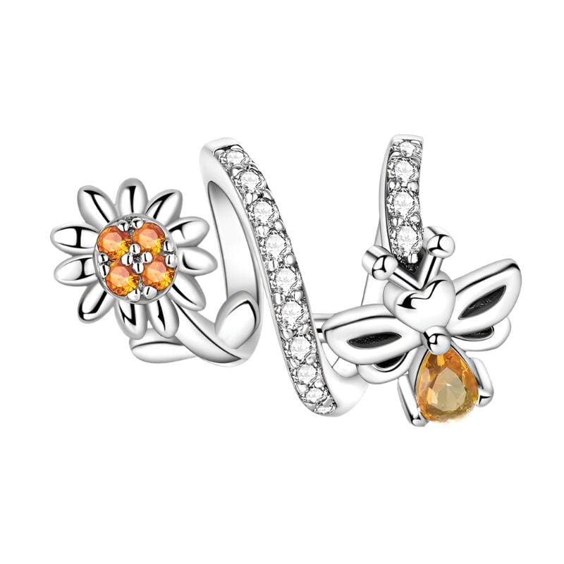 Pangama Jewelry Charm Sparkling Daisy & Bumblebee Love Wrap Charm