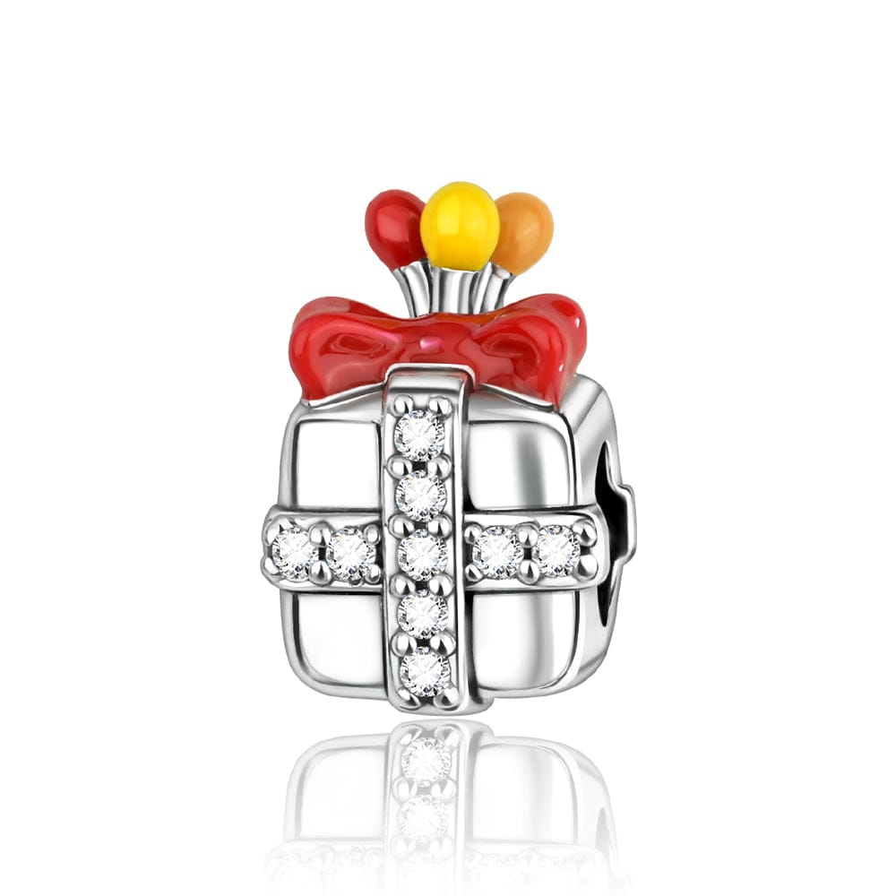 Pangama Jewelry Charm Sparkling Gift Box Charm with Festive Bow