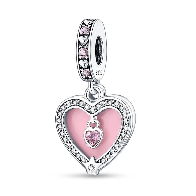 Pangama Jewelry Charm Sparkling Pink Heart Charm