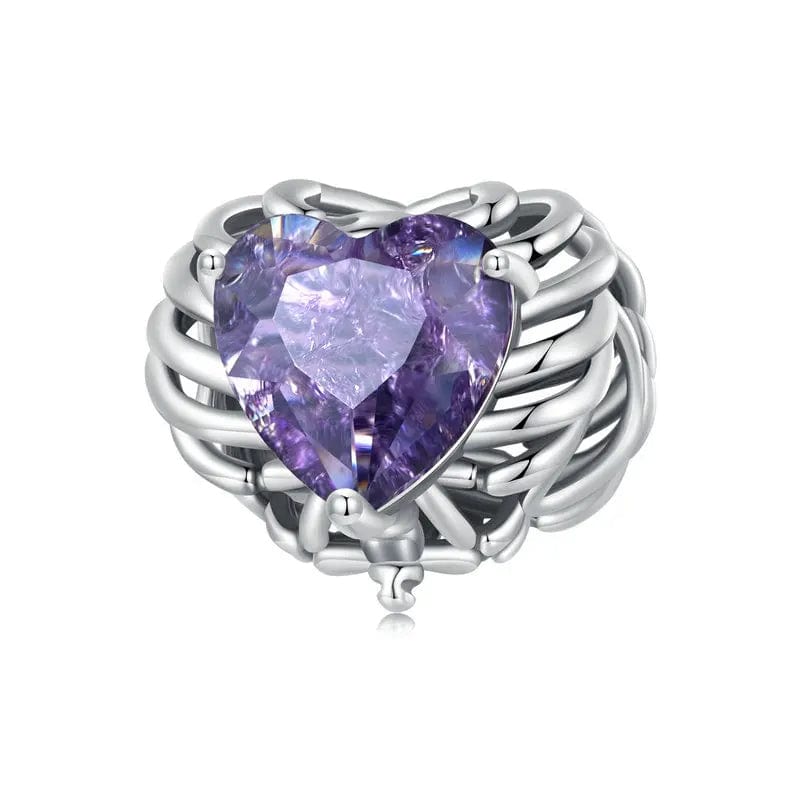 Pangama Jewelry Charm Sparkling Purple Skull Heart Charm