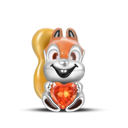 Pangama Jewelry Charm Squirrel Charm & Orange Heart