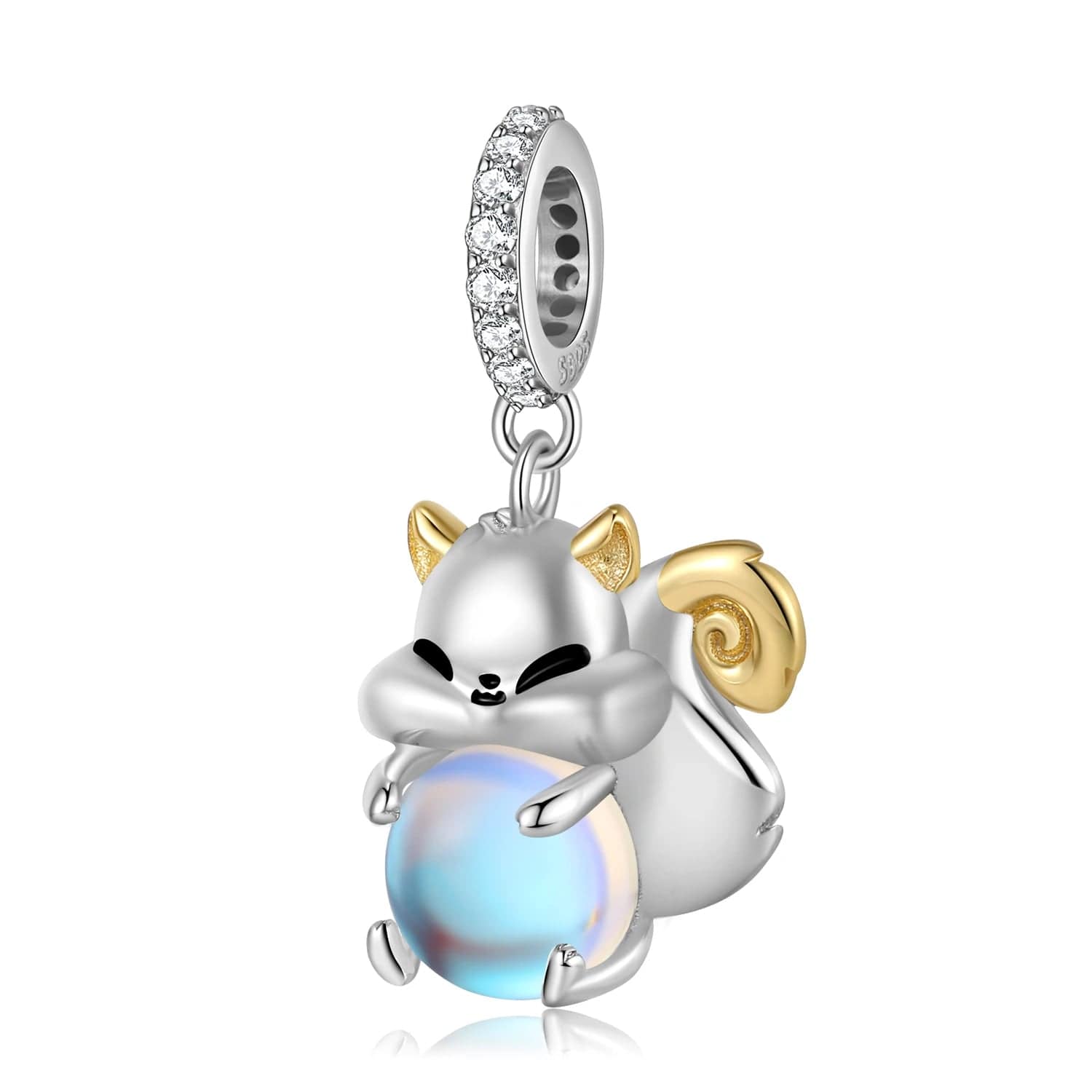 Pangama Jewelry Charm Squirrel Hugging a Light Sphere Dangle Charm