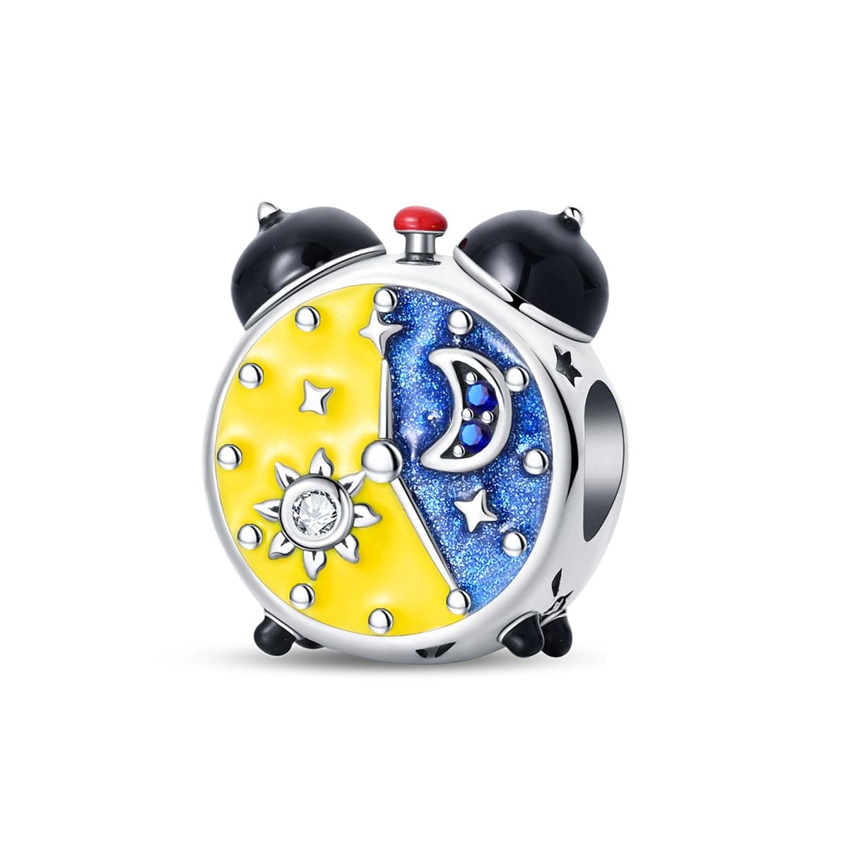 Pangama Jewelry Charm Sun & Moon Dual Time Alarm Clock Charm