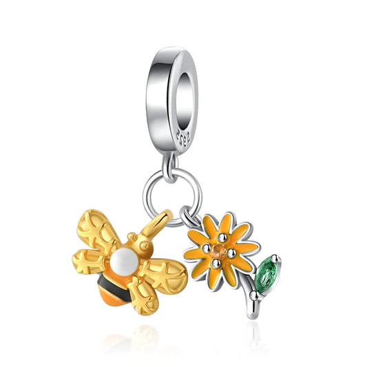 Pangama Jewelry Charm Sunflower and Bee Dangle Charm