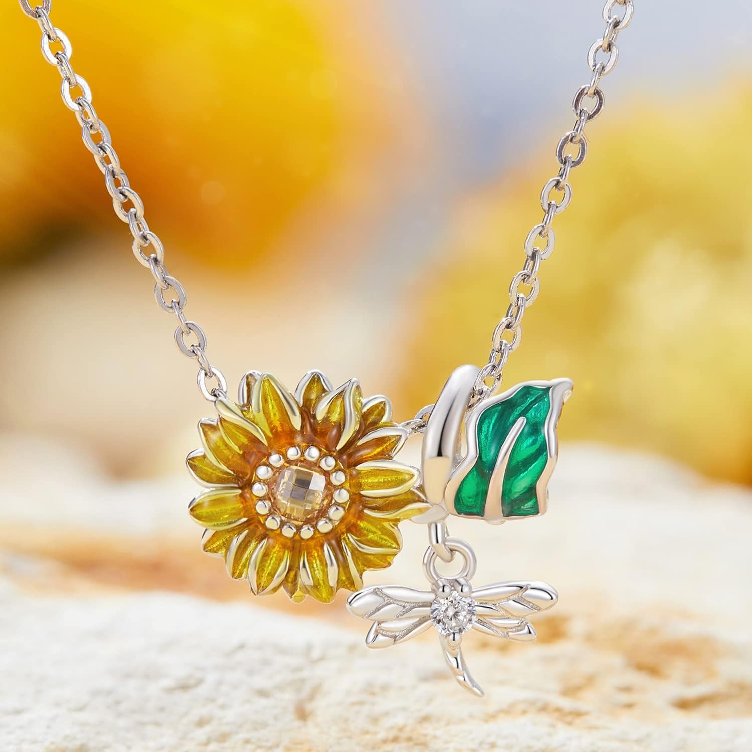 Pangama Jewelry Charm Sunflower & Dragonfly Garden Charm