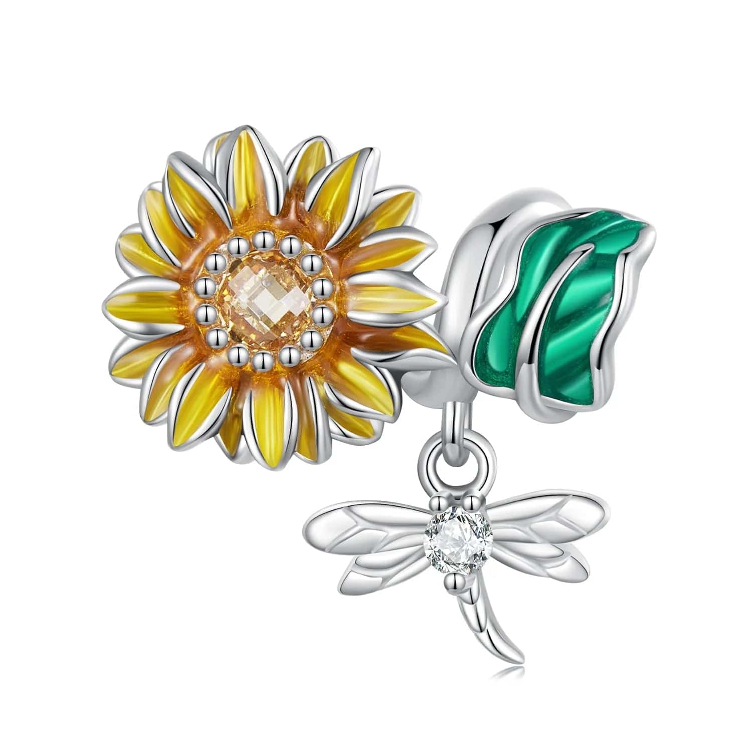 Pangama Jewelry Charm Sunflower & Dragonfly Garden Charm