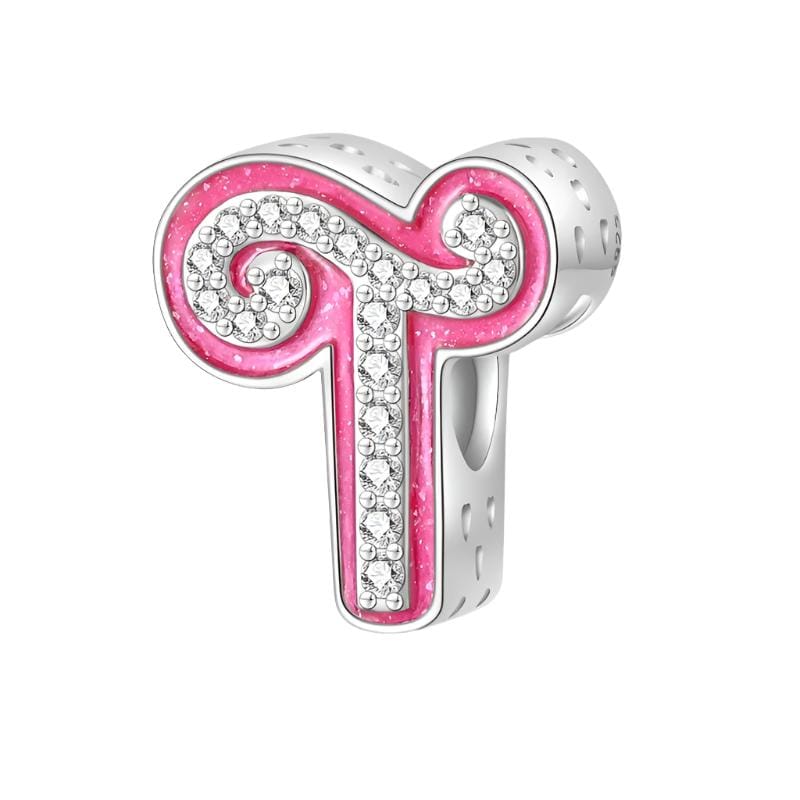 Pangama Jewelry Charm T Pink Letter A~Z Alphabet Charm