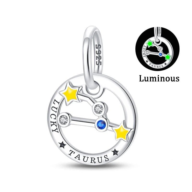 Pangama Jewelry Charm Taurus Astrology Signs Zodiac Constellation Luminous Charms