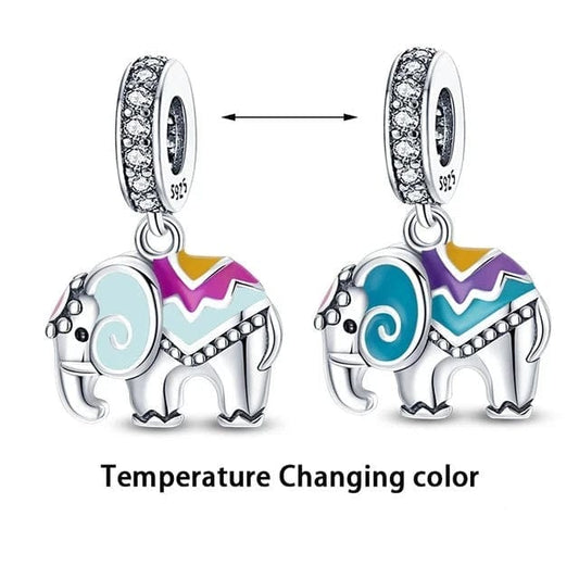 Pangama Jewelry Charm Temperature Changing Color Elephant Dangle Charm