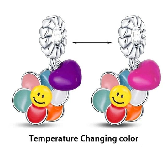 Pangama Jewelry Charm Temperature Changing Colorful Flower Dangle Charm