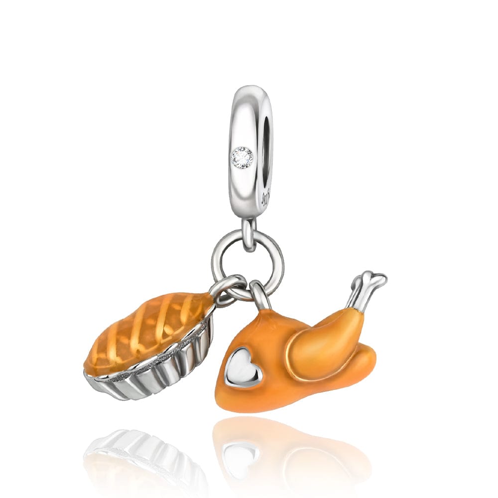 Pangama Jewelry Charm Thanksgiving Feast – Roasted Turkey and Pie Dangle Charm