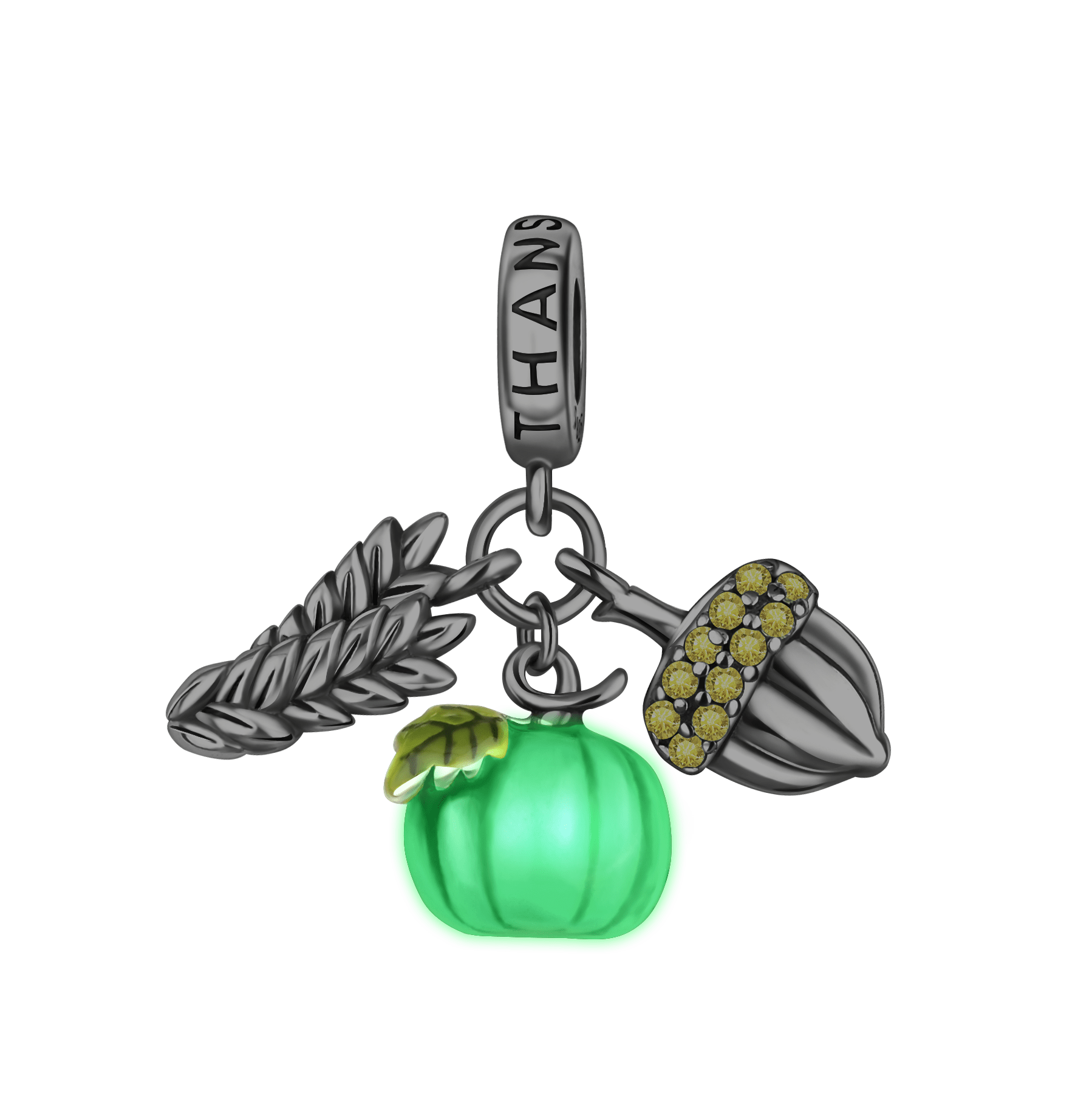 Pangama Jewelry Charm Thanksgiving Pumpkin and Acorn Charm