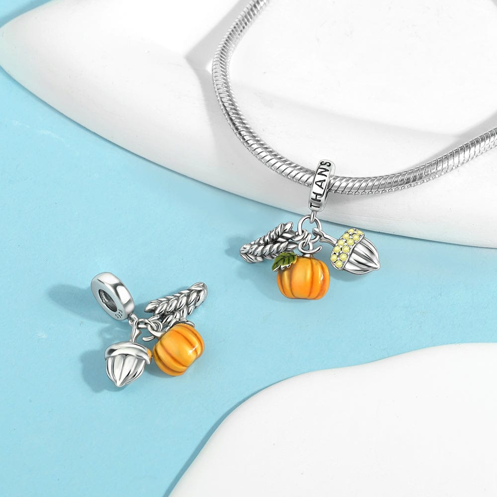 Pangama Jewelry Charm Thanksgiving Pumpkin and Acorn Charm