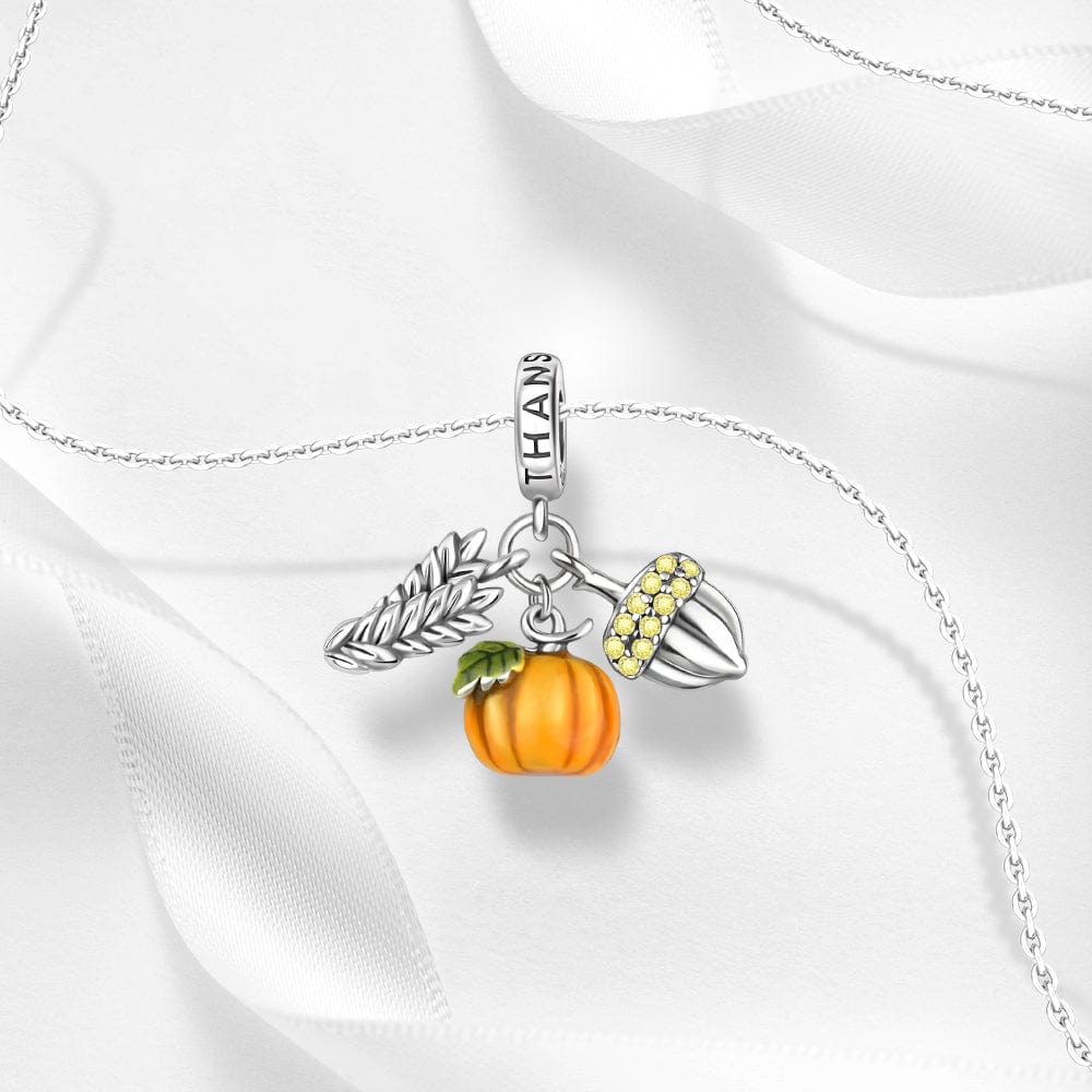 Pangama Jewelry Charm Thanksgiving Pumpkin and Acorn Charm