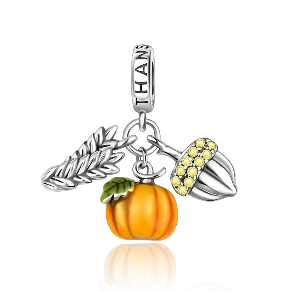 Pangama Jewelry Charm Thanksgiving Pumpkin and Acorn Charm