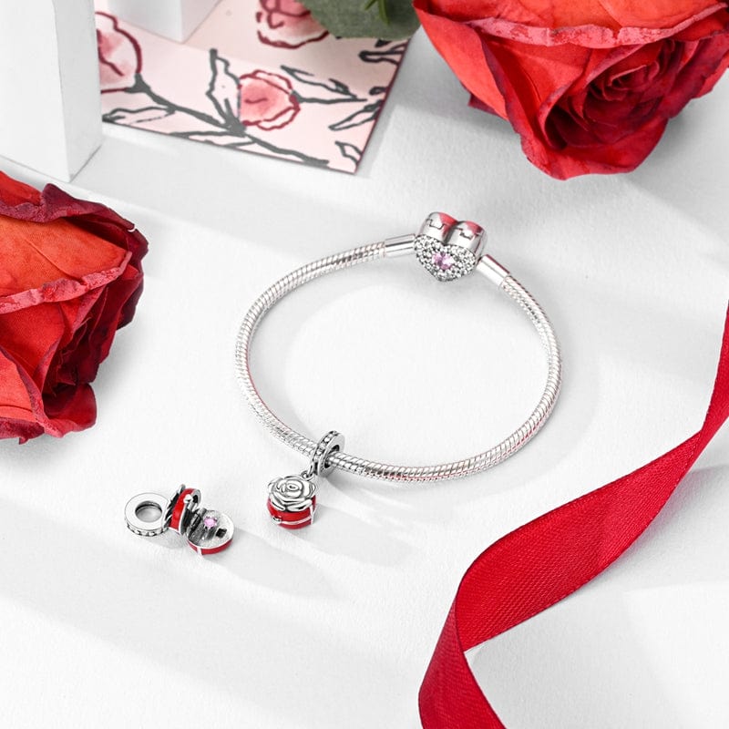 Pangama Jewelry Charm Timeless Red Rose Bloom Charm