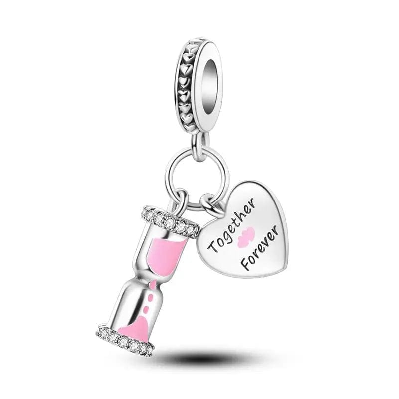 Pangama Jewelry Charm Together & Forever Hourglass Pink Dangle Charm