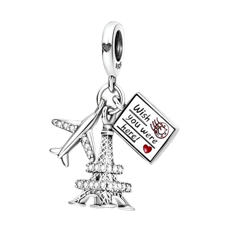 Pangama Jewelry Charm Travel to Paris Eiffel Tower Love Dangle Charm