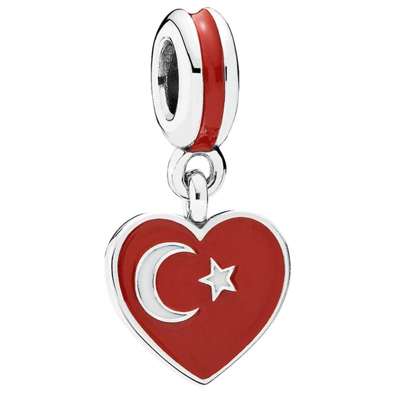 Pangama Jewelry Charm Turkey Heart Flag Dangle Charm