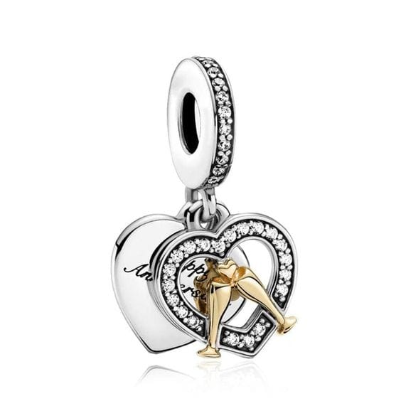 Pangama Jewelry Charm Two-tone Happy Anniversary Dangle Charm