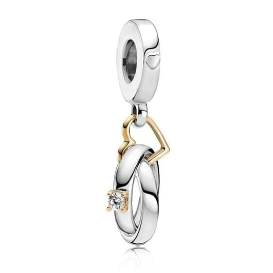 Pangama Jewelry Charm Two-tone Wedding Rings Dangle Charm