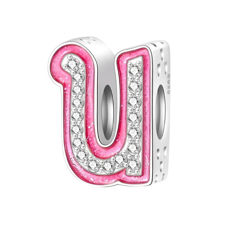 Pangama Jewelry Charm U Pink Letter A~Z Alphabet Charm